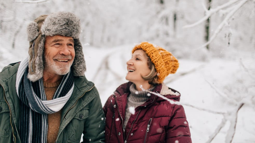 Man and woman on a winter walk